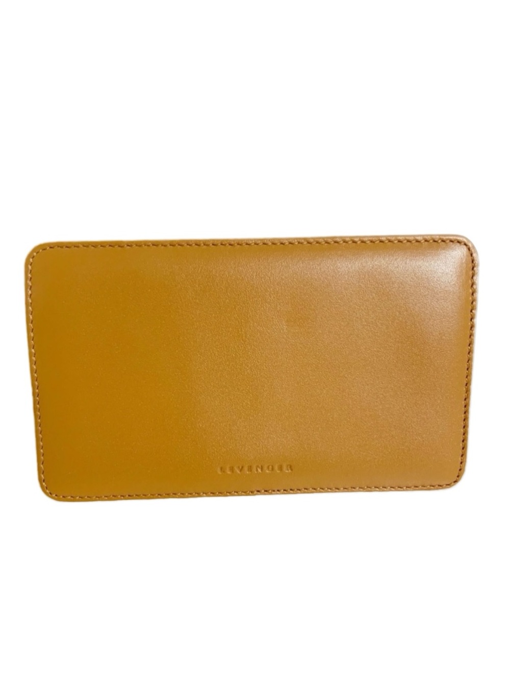 Levenger Leather Card Holder Wallet Accordion Sides Fully Lined Caramel Color